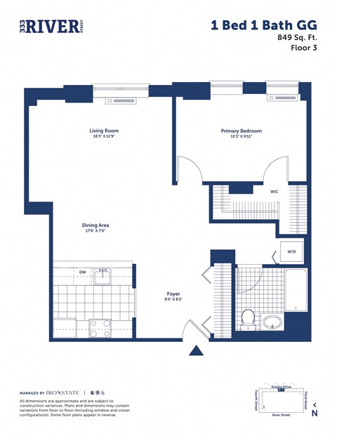 a floor plan of a unit with a bedroom and a bathroom